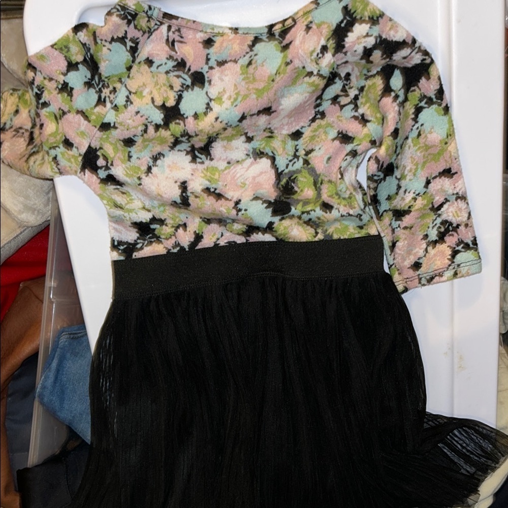 Floral Kids Dress with Black Skirt​ - Picture 3 of 5